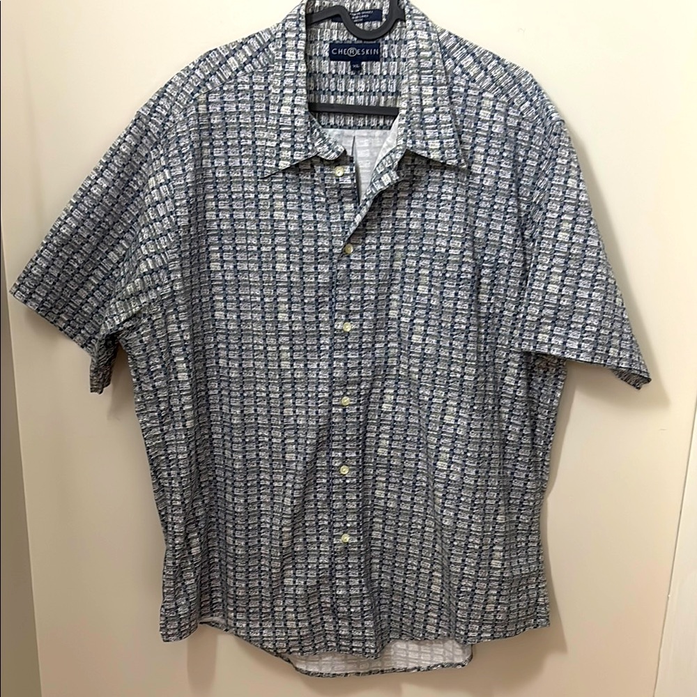 Chereskin Blue, grey and White Casual Button Down Shirt PTP 25” length 27”
